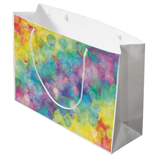 Farbenfrohe Bubbles Geschenk Große Geschenktüte (Rückseite Schrägansicht)