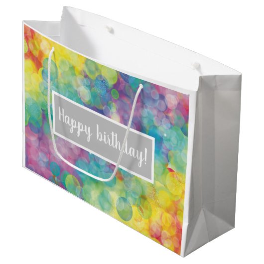 Farbenfrohe Bubbles Geschenk Große Geschenktüte (Vorderseite Schrägansicht)