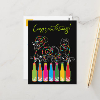 Farbenfrohe Bubbly Bottles & Spirals Herzlichen Gl Postkarte