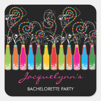Farbenfrohe Bubbly Celebration Wedding Party Stick Quadratischer Aufkleber