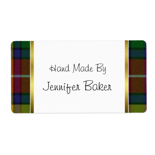 Farbenfrohe Buchanan-Karierte Verpackungsetiketten (Vorne)