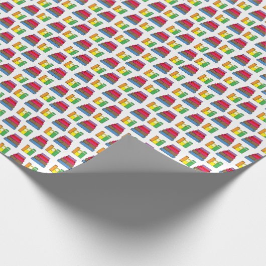 Farbenfrohe Buchpalette Geschenkpapier (Ecke)