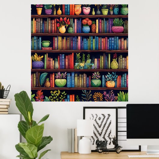 Farbenfrohe Buchregale Poster Print (Heimbüro)
