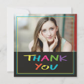 Farbenfrohe Buchstaben Abschluss Foto Danke Karte (Vorderseite)