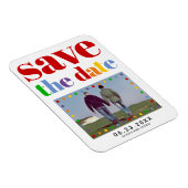 Farbenfrohe Buchstaben rot Save the Date schwules Magnet (Rechte Seite)