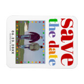 Farbenfrohe Buchstaben rot Save the Date schwules Magnet (Horizontal)