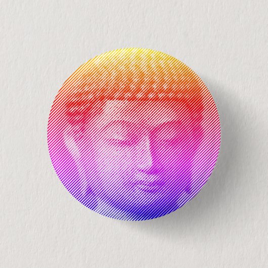 Farbenfrohe Buddha-Statue aus Linien Button (Vorderseite)