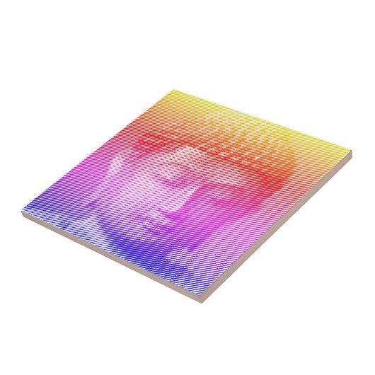 Farbenfrohe Buddha-Statue aus Linien Fliese (Seite)