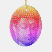 Farbenfrohe Buddha-Statue aus Linien Keramik Ornament (Rechts)