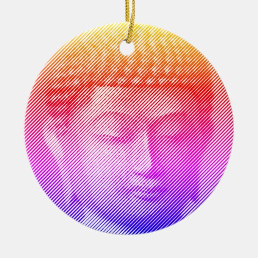 Farbenfrohe Buddha-Statue aus Linien Keramik Ornament (Vorne)
