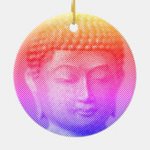 Farbenfrohe Buddha-Statue aus Linien Keramik Ornament (Hinten)