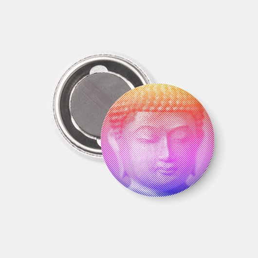 Farbenfrohe Buddha-Statue aus Linien Magnet (Vorderseite/Rückseite)