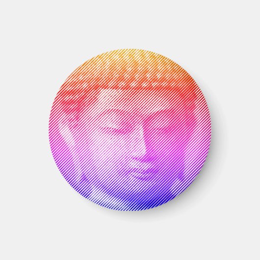 Farbenfrohe Buddha-Statue aus Linien Magnet (Vorne)