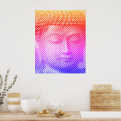 Farbenfrohe Buddha-Statue aus Linien Poster (Küche)
