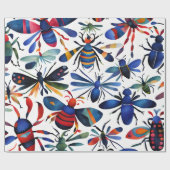 Farbenfrohe Bugs Whimsikäre Insekten Kunst Geschenkpapier (Flach)