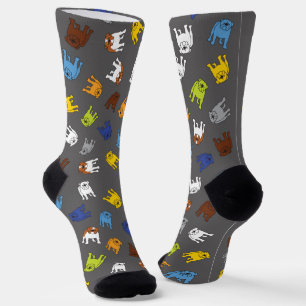 Farbenfrohe Bulldog Hunde Rainbow Gemischte Rasse Socken