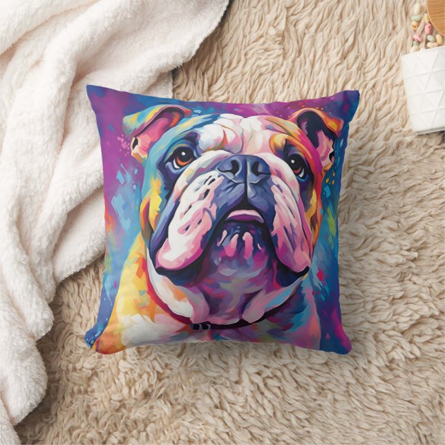 Farbenfrohe Bulldog Kissen (Decke)