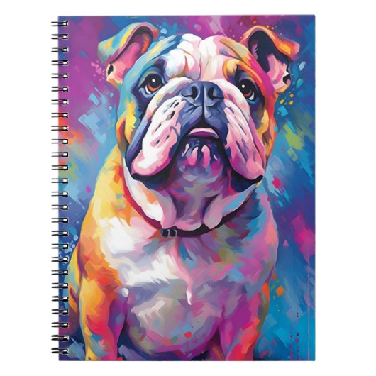 Farbenfrohe Bulldog Notizblock (Vorderseite)