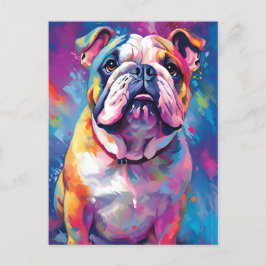 Farbenfrohe Bulldog Postkarte