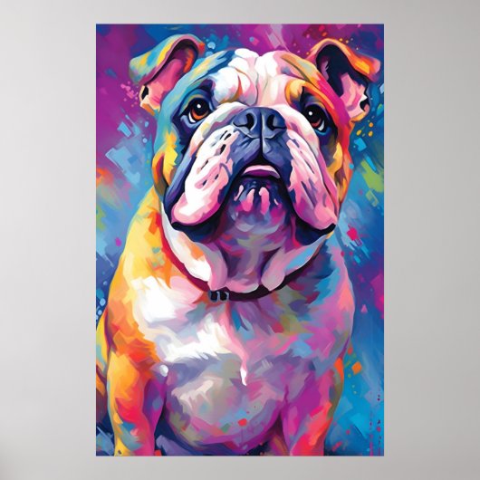 Farbenfrohe Bulldogie Poster (Vorne)