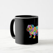 Farbenfrohe Bulldogie Tasse (Vorderseite Links)