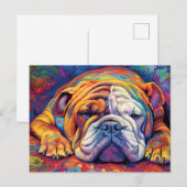 Farbenfrohe Bulldogin Postkarte (Vorne/Hinten)