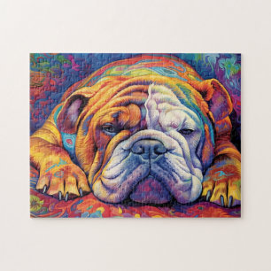 Farbenfrohe Bulldogin Puzzle