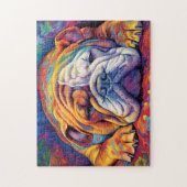 Farbenfrohe Bulldogin Puzzle (Vertikal)