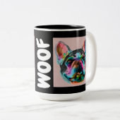 Farbenfrohe Bulldogin Zweifarbige Tasse (VorderseiteRechts)