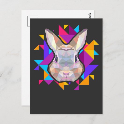Farbenfrohe Bunny Art Niedlich Rabbiner Postkarte (Vorne/Hinten)