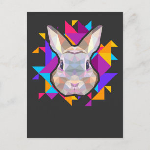 Farbenfrohe Bunny Art Niedlich Rabbiner Postkarte