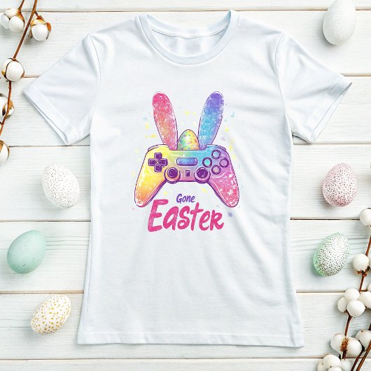 Farbenfrohe Bunny Gaming Controller T-Shirt; Gamer T-Shirt