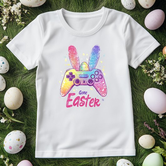 Farbenfrohe Bunny Gaming Controller T-Shirt; Gamer T-Shirt