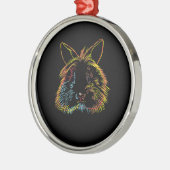 Farbenfrohe Bunny Lionhead Kaninchen Ornament Aus Metall (Links)