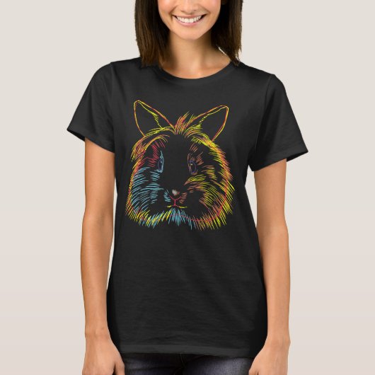 Farbenfrohe Bunny Lionhead Kaninchen T-Shirt (Vorderseite)