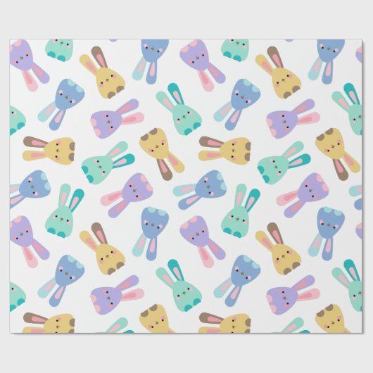 Farbenfrohe Bunny Pattern Geschenkpapier (Flach)
