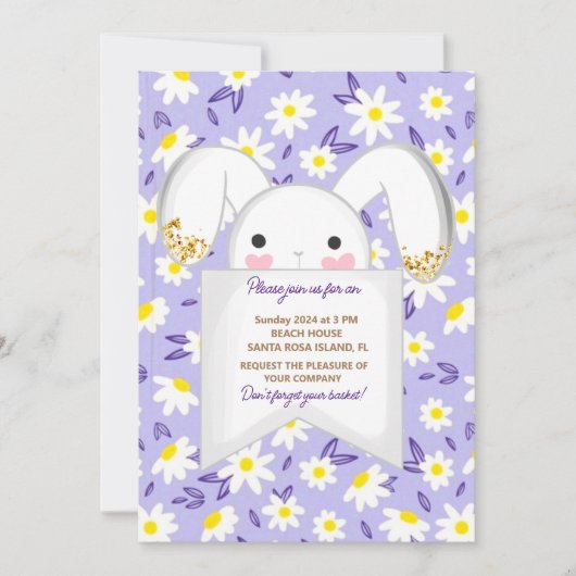 Farbenfrohe Bunny Rabbit Ostereier Hunt Brunch Einladung (Vorderseite)