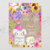 Farbenfrohe Bunny Rabbit Ostereier Hunt Brunch Inv Einladung (Vorne/Hinten)