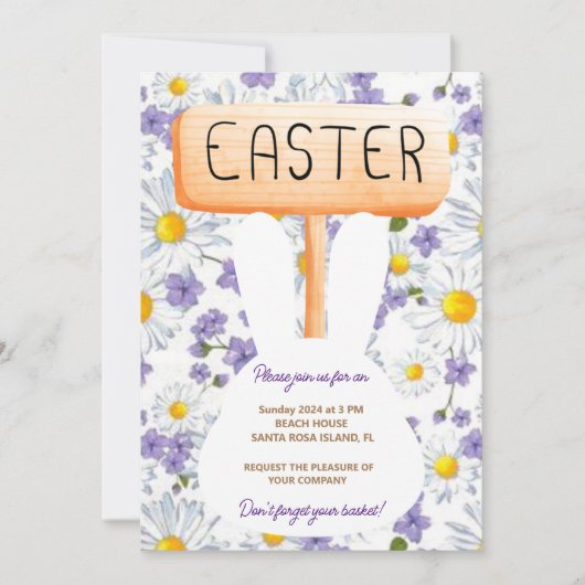 Farbenfrohe Bunny Rabbit Ostereier Hunt Brunch Inv Einladung (Vorderseite)