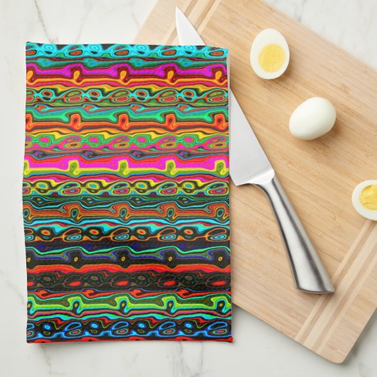 Farbenfrohe, bunt Abstrakte Muster Geschirrtuch (Viertel Falte)