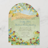 Farbenfrohe bunt Pennant Wirble Blumenhochzeit Einladung (Vorne/Hinten)