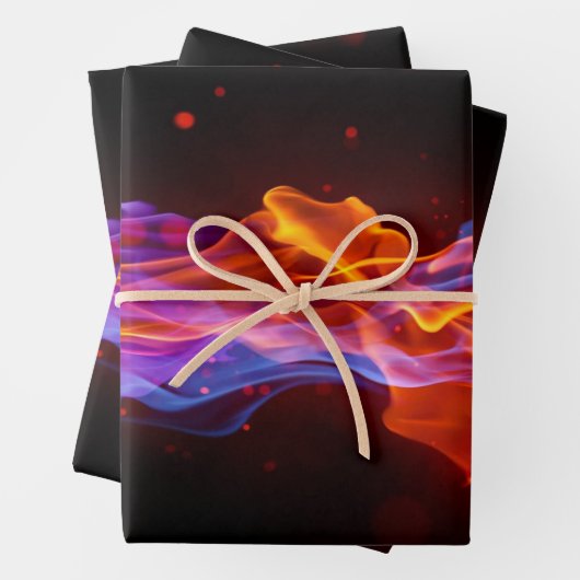 Farbenfrohe, bunte Flammen Geschenkpapier Set (Beispiel)