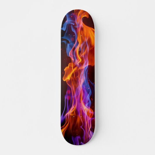 Farbenfrohe, bunte Flammen Skateboard (Vorne)