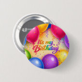 Farbenfrohe bunte Luftballons Alles Gute zum Gebur Button (Vorne & Hinten)