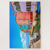 Farbenfrohe Burano Häuser mit Boote Venedig Italie Puzzle (Vertikal)