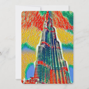 Farbenfrohe Burj Khalifa farbenfrohe Malerei Einladung