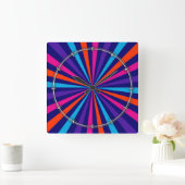 Farbenfrohe Burst Spinning Wheel Design Quadratische Wanduhr (Zuhause)