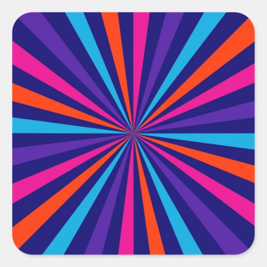Farbenfrohe Burst Spinning Wheel Design Quadratischer Aufkleber (Vorderseite)
