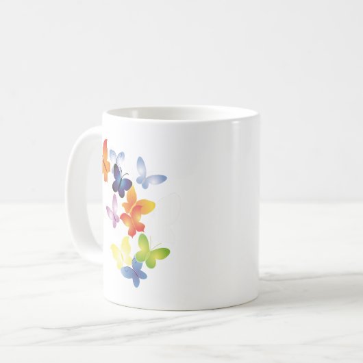 Farbenfrohe ButterFliegen Kaffeetasse (Vorderseite Links)