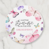 Farbenfrohe Butterflies Babydusche Geschenkanhänger (Vorderseite)